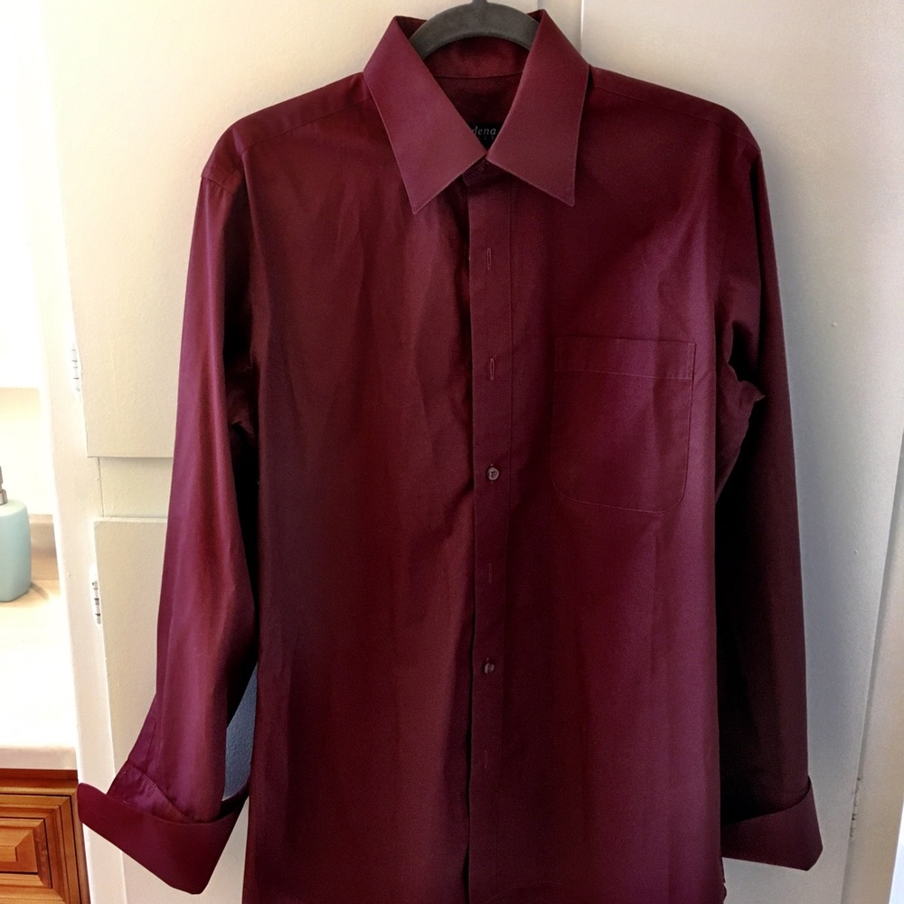 Modena Basics Burgundy Long Sleeve Dress Tux Shirt